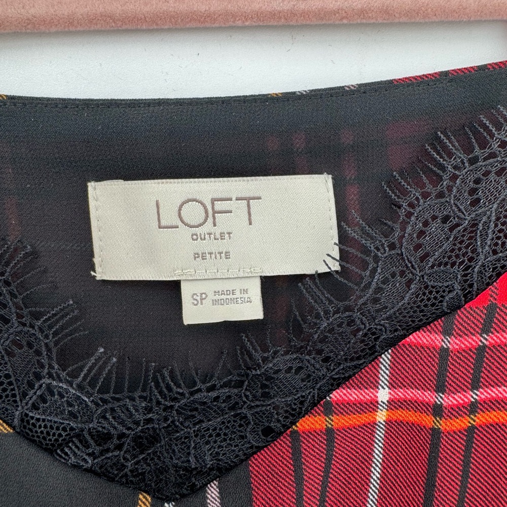 LOFT Red and Black Plaid Tank Top - Picture 8 of 11